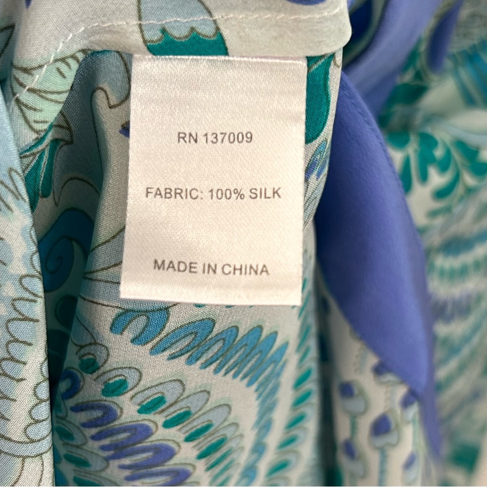 ANNIE GRIFFIN 100% SILK blouse with floral/ bird print. Size Small - Picture 7 of 8